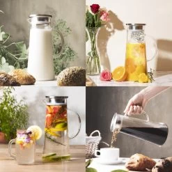 MÊZON® Schenkkan - Glazen Waterkan - Waterkaraf Voor Fruitwater - Multifunctionele Decanteer Karaf - Kan Met Deksel - 1.5L Capaciteit -Keukenbenodigdheden Winkel 1200x1200 805