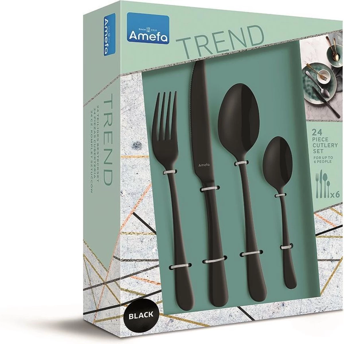 Amefa Vintage Bestekset - 24-delig - 6 Persoons - Zwart 4 Amefa Vintage Bestekset - 24-delig - 6 Persoons - Zwart - Afbeelding 2