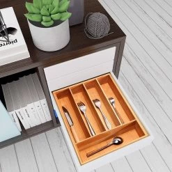 Merkloos Bamboehouten Bestekbak - 5 Compartimenten - 25 X 35 X 6 Cm. - Organizer - 5 Vaks -Keukenbenodigdheden Winkel 1200x1200 820