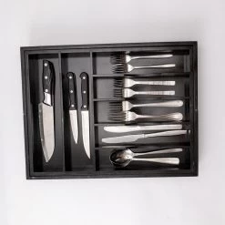 Merkloos Decopatent® Uitschuifbaar Bestekbak - Besteklade - 7 Vaks -> Uitschuifbaar Naar 9 Vakken - Bestekbakken Organizer - Bamboe - Zwart -Keukenbenodigdheden Winkel 1200x1200 835