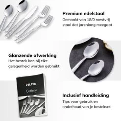 Deleca 6 Persoons Bestekset Deluxe (30-delig) - Vorken, Lepels En Messen - Vaatwasserbestendig - Gehamerd - Zilver / RVS 14 Deleca 6 Persoons Bestekset Deluxe (30-delig) - Vorken, Lepels En Messen - Vaatwasserbestendig - Gehamerd - Zilver / RVS -Keukenbenodigdheden Winkel 1200x1200 882