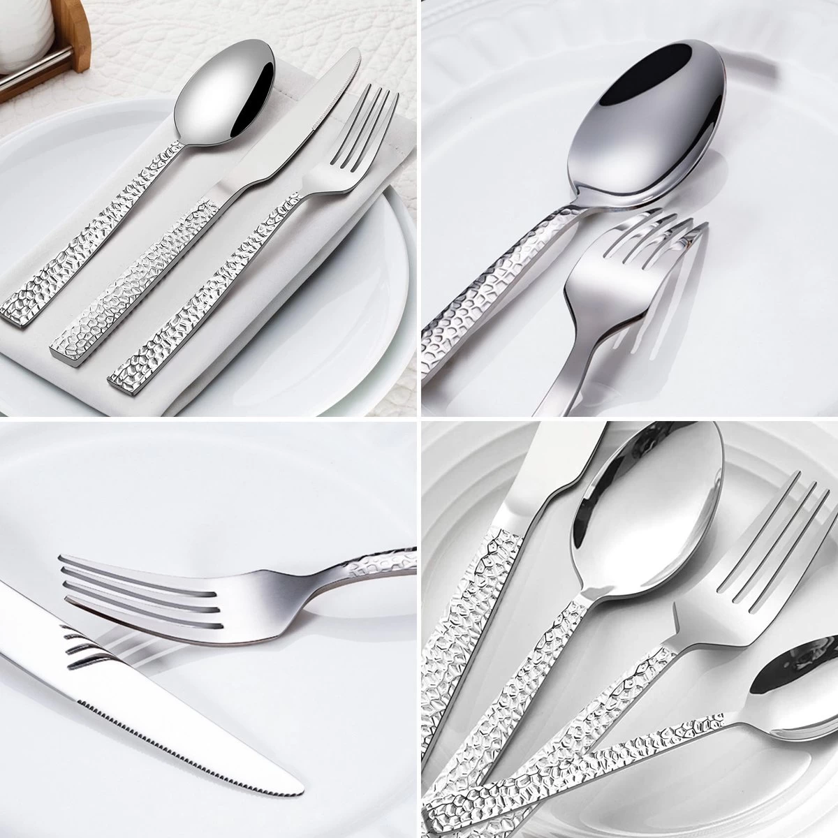 Deleca 6 Persoons Bestekset Deluxe (30-delig) - Vorken, Lepels En Messen - Vaatwasserbestendig - Gehamerd - Zilver / RVS 8 Deleca 6 Persoons Bestekset Deluxe (30-delig) - Vorken, Lepels En Messen - Vaatwasserbestendig - Gehamerd - Zilver / RVS - Afbeelding 6