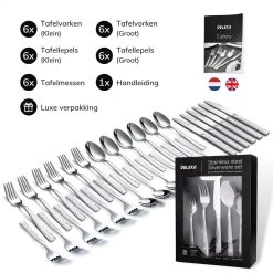 Deleca 6 Persoons Bestekset Deluxe (30-delig) - Vorken, Lepels En Messen - Vaatwasserbestendig - Gehamerd - Zilver / RVS 18 Deleca 6 Persoons Bestekset Deluxe (30-delig) - Vorken, Lepels En Messen - Vaatwasserbestendig - Gehamerd - Zilver / RVS -Keukenbenodigdheden Winkel 1200x1200 886