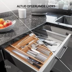 Gadgy Uitschuifbare Bestekbak - Uitschuifbare Bestekcassette Hout - Besteklade - Ladeverdeler - 6/8 Vakken - Bamboe 13 Gadgy Uitschuifbare Bestekbak - Uitschuifbare Bestekcassette Hout - Besteklade - Ladeverdeler - 6/8 Vakken - Bamboe -Keukenbenodigdheden Winkel 1200x1200 953