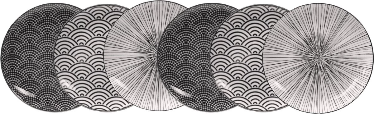 Tokyo Design Studio - Nippon Black Dessertborden 16 Cm (set Van 6) 3 Tokyo Design Studio - Nippon Black Dessertborden 16 Cm (set Van 6)