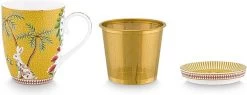 Pip Studio La Majorelle Yellow - Theeset - Porselein - Mok + Theezeef + Theetip - Porselein - 350ml - Geel Servies - Pasen - Konijn -Keukenbenodigdheden Winkel 1200x463
