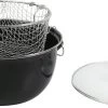 Frituurpan Emaille Met Glazen Deksel En Korf - Ø 26cm - Zwart -Keukenbenodigdheden Winkel 1200x502
