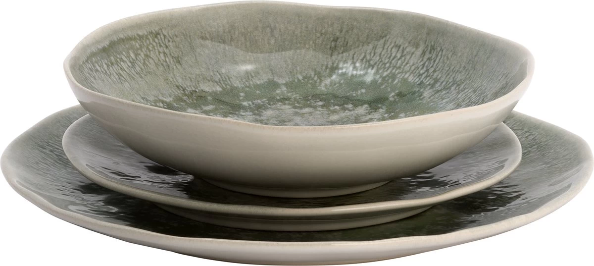 Lite-Body - Serviesset Chloé Wave - 6 Personen - 18 Delig - Groen Grijs Reliëf 6 Lite-Body - Serviesset Chloé Wave - 6 Personen - 18 Delig - Groen Grijs Reliëf - Afbeelding 4