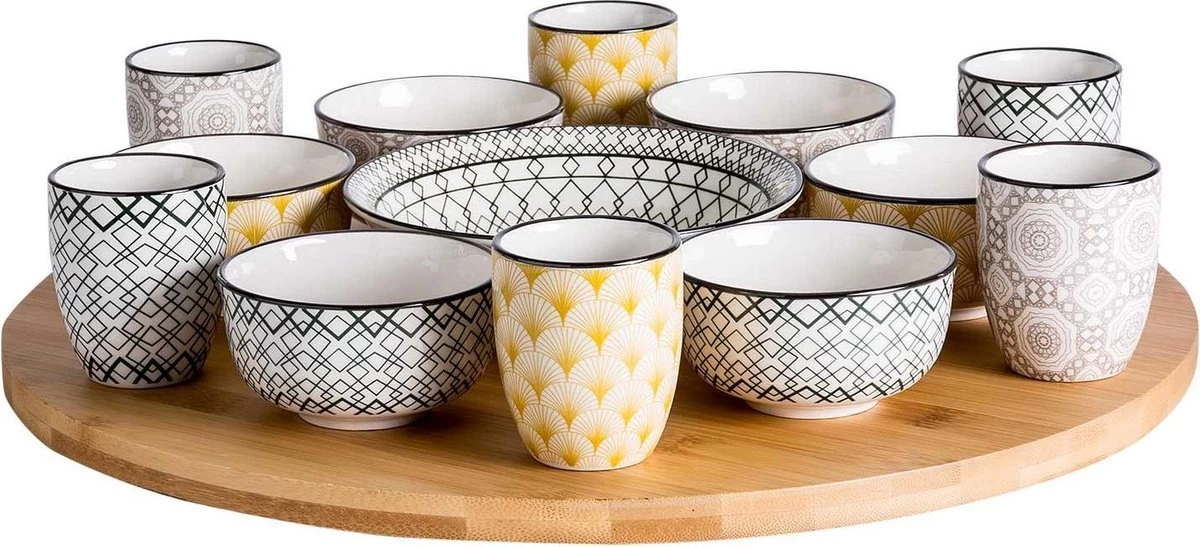 Cosy&Trendy Azra 14-Delig Draaischotel - Ø 40 Cm - Bamboe