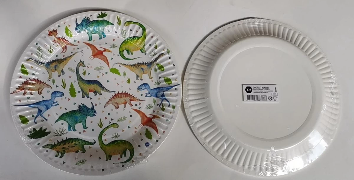 Kartonnen Bordjes Dino 23cm 8st - Wegwerp Borden - Feest/verjaardag/BBQ Borden / Dino Opdruk Van Verschillende Dino 3 Kartonnen Bordjes Dino 23cm 8st - Wegwerp Borden - Feest/verjaardag/BBQ Borden / Dino Opdruk Van Verschillende Dino