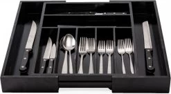 Merkloos Decopatent® Uitschuifbaar Bestekbak - Besteklade - 7 Vaks -> Uitschuifbaar Naar 9 Vakken - Bestekbakken Organizer - Bamboe - Zwart -Keukenbenodigdheden Winkel 1200x661 5