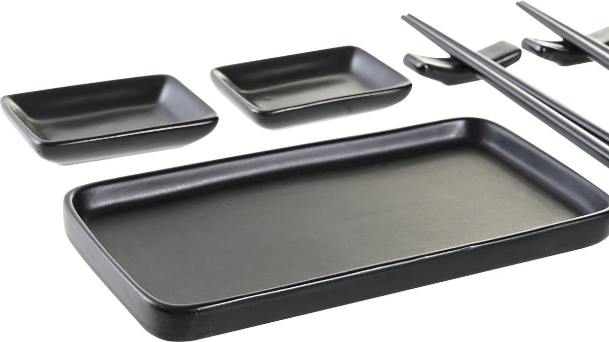 7-delige Sushi Serveer Set Aardewerk Voor 2 Personen Zwart - Sushi Servies 4 7-delige Sushi Serveer Set Aardewerk Voor 2 Personen Zwart - Sushi Servies - Afbeelding 2