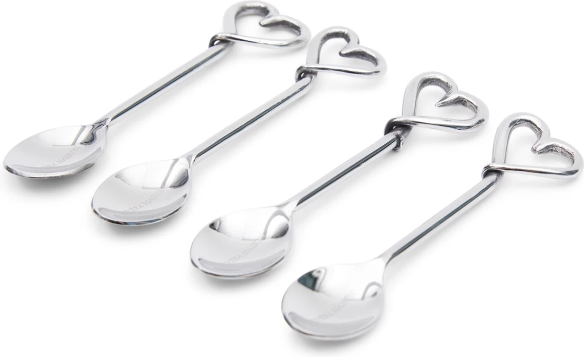 Riviera Maison Theelepels Zilver - With Love.. Spoons - Set Van 4 Stuks 3 Riviera Maison Theelepels Zilver - With Love.. Spoons - Set Van 4 Stuks