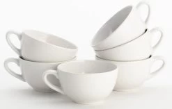 Lite-Body Hermes Soepkom Met Oor - Set Van 6 Stuks - 12 Cm/30 Cl - Aardewerk - Wit