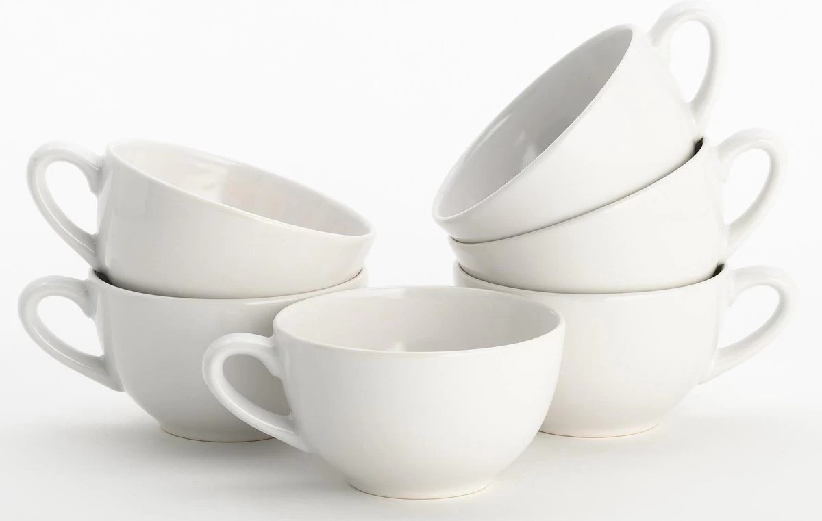 Lite-Body Hermes Soepkom Met Oor - Set Van 6 Stuks - 12 Cm/30 Cl - Aardewerk - Wit 3 Lite-Body Hermes Soepkom Met Oor - Set Van 6 Stuks - 12 Cm/30 Cl - Aardewerk - Wit