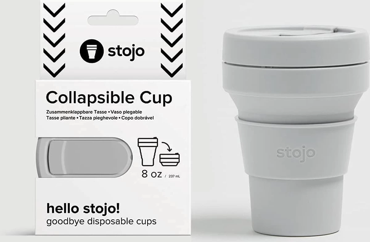STOJO - Opvouwbare Beker - To Go - Grijs - 237ml - Herbruikbaar 9 STOJO - Opvouwbare Beker - To Go - Grijs - 237ml - Herbruikbaar - Afbeelding 7