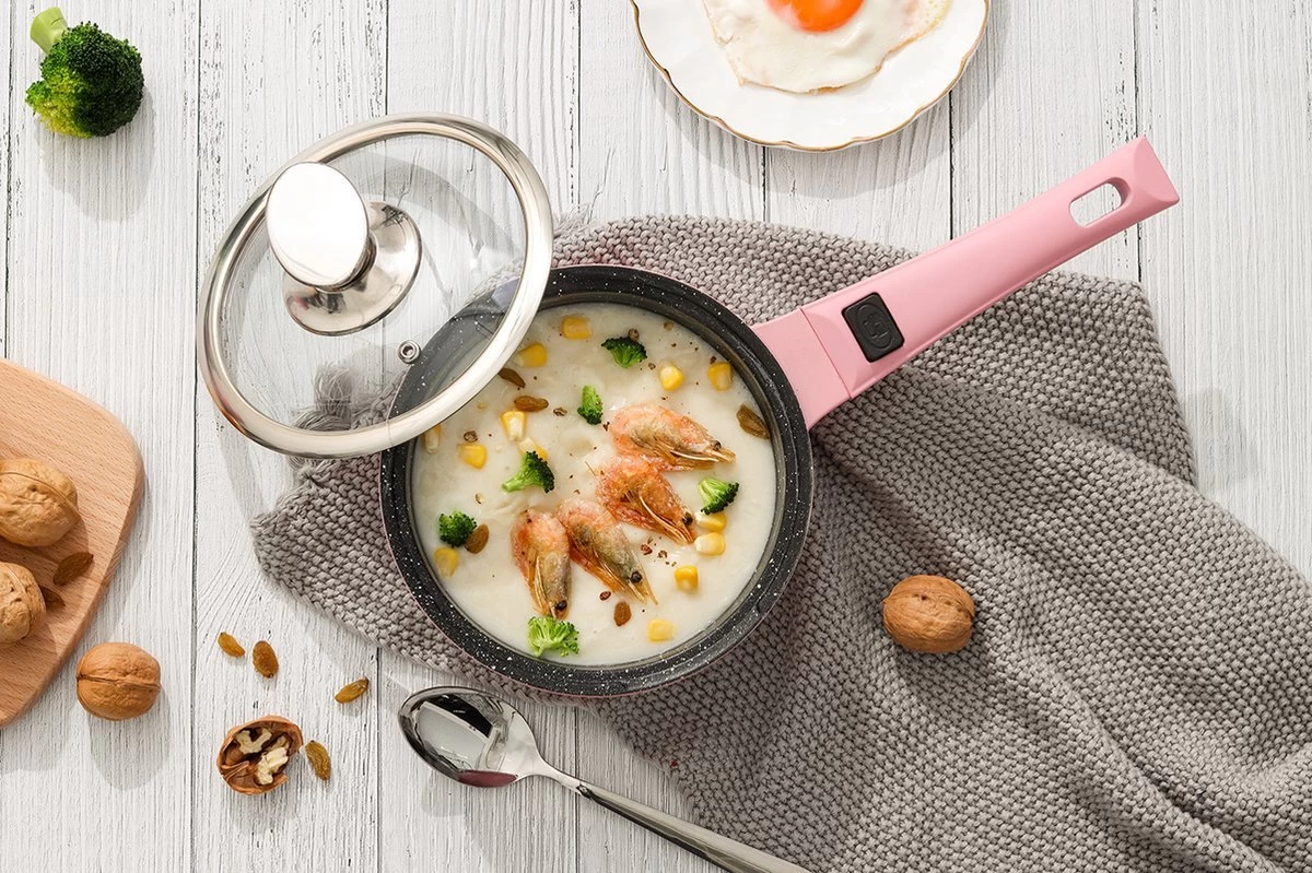 Royalty Line Inductie Pannenset - Luxe 14-delige Pannenset Marmeren Coating - Pannen Met Afneembare Handvaten - Oven-Ready - PFAS-Vrij - Voor Alle Warmtebronnen - Afneembare Koudgrepen - Antiaanbaklaag - Koekenpan Met Glazen Deksels - Roze 13 Royalty Line Inductie Pannenset - Luxe 14-delige Pannenset Marmeren Coating - Pannen Met Afneembare Handvaten - Oven-Ready - PFAS-Vrij - Voor Alle Warmtebronnen - Afneembare Koudgrepen - Antiaanbaklaag - Koekenpan Met Glazen Deksels - Roze - Afbeelding 11