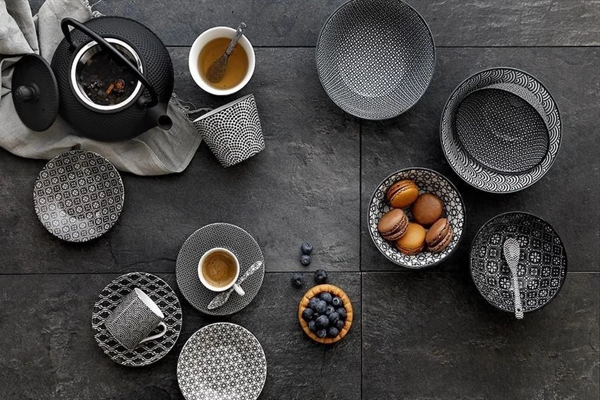 Tokyo Design Studio - Nippon Black Dessertborden 16 Cm (set Van 6) 4 Tokyo Design Studio - Nippon Black Dessertborden 16 Cm (set Van 6) - Afbeelding 2