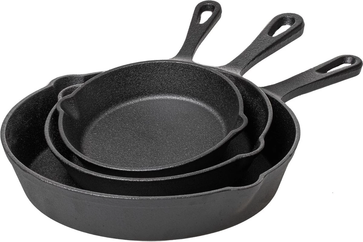 Blackwell Koekenpannenset - Gietijzer - ø 16, 20 En 25 Cm - Zonder Anti-aanbaklaag 3 Blackwell Koekenpannenset - Gietijzer - ø 16, 20 En 25 Cm - Zonder Anti-aanbaklaag