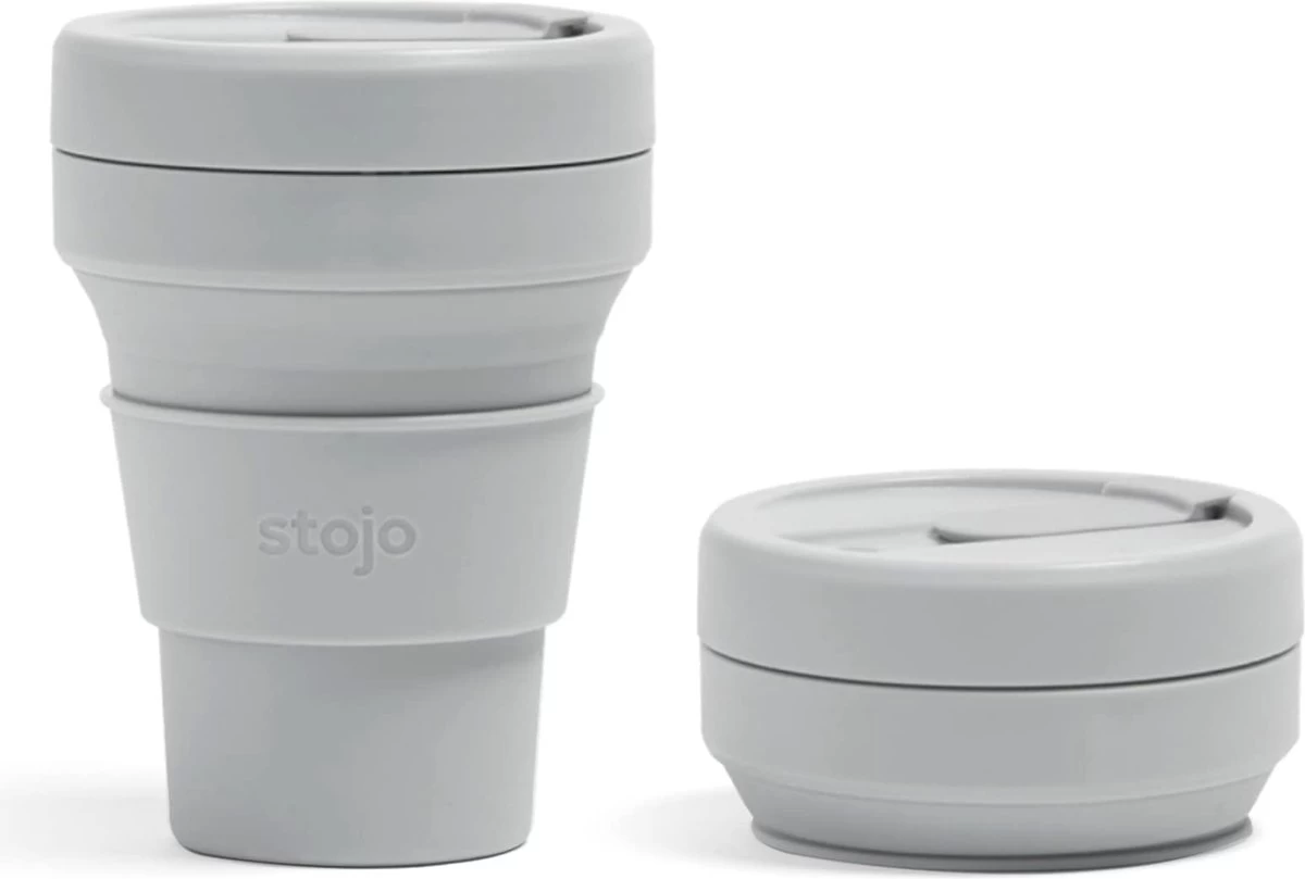 STOJO - Opvouwbare Beker - To Go - Grijs - 237ml - Herbruikbaar 3 STOJO - Opvouwbare Beker - To Go - Grijs - 237ml - Herbruikbaar