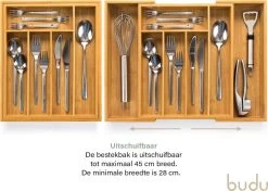Budu Uitschuifbare Bamboe Bestekbak #33,5 (33,5 Cm Diep) - Bestekcassette Hout - Besteklade - 33,5 X 28 - 45 Cm - 5/7 Vakken 12 Budu Uitschuifbare Bamboe Bestekbak #33,5 (33,5 Cm Diep) - Bestekcassette Hout - Besteklade - 33,5 X 28 - 45 Cm - 5/7 Vakken -Keukenbenodigdheden Winkel 1200x855