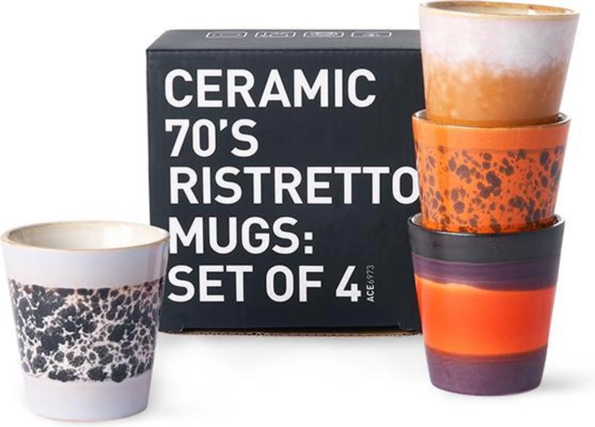 HKliving Ristretto 70`s Style Ceramic - Set Van 4 6 HKliving Ristretto 70`s Style Ceramic - Set Van 4 - Afbeelding 4