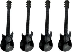 Merkloos 4 Theelepels In De Vorm Van Een Gitaar - Zwart