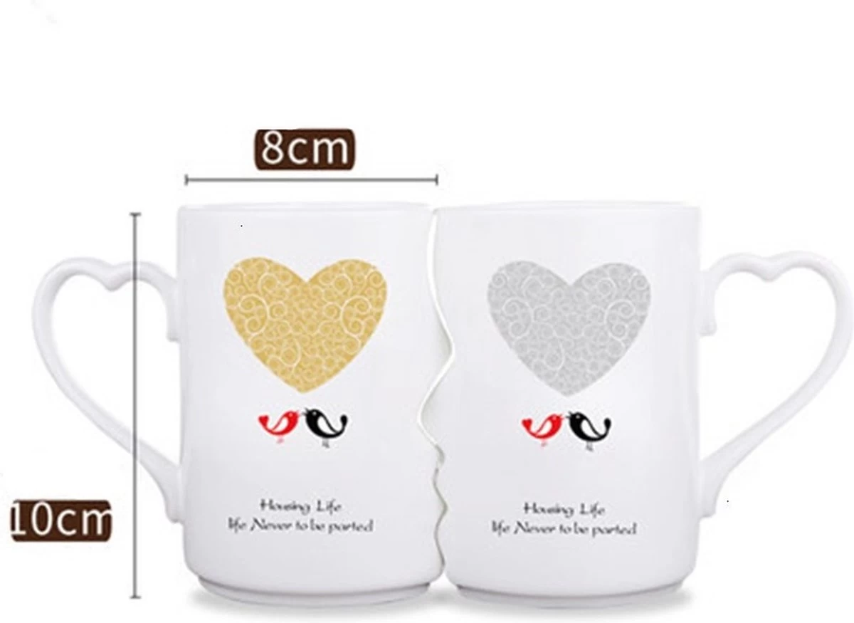 Faseras Liefdesmok/Couple Mok - Liefdesgeschenk - Huwelijksgeschenk - Hartje/Vogeltje - Porselein - 360ml - Wit 6 Faseras Liefdesmok/Couple Mok - Liefdesgeschenk - Huwelijksgeschenk - Hartje/Vogeltje - Porselein - 360ml - Wit - Afbeelding 4