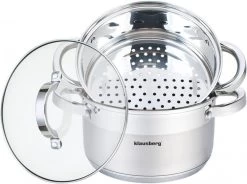 Klausberg 7135 - Stoompan - 3 Delig - 18cm - Rvs - Alle Warmtebronnen