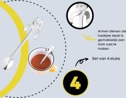 4 Theelepels Hangende Kat - Katten Koffielepel - RVS - Zilverkleurig -Keukenbenodigdheden Winkel 1200x930 5