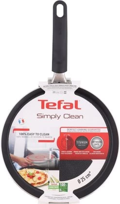 Tefal Simply Clean Pannenkoekenpan - Crêpe Pan Non-stick Coating - Pancake Pan - Titanium - Ø25 Cm - Zwart -Keukenbenodigdheden Winkel 709x1200