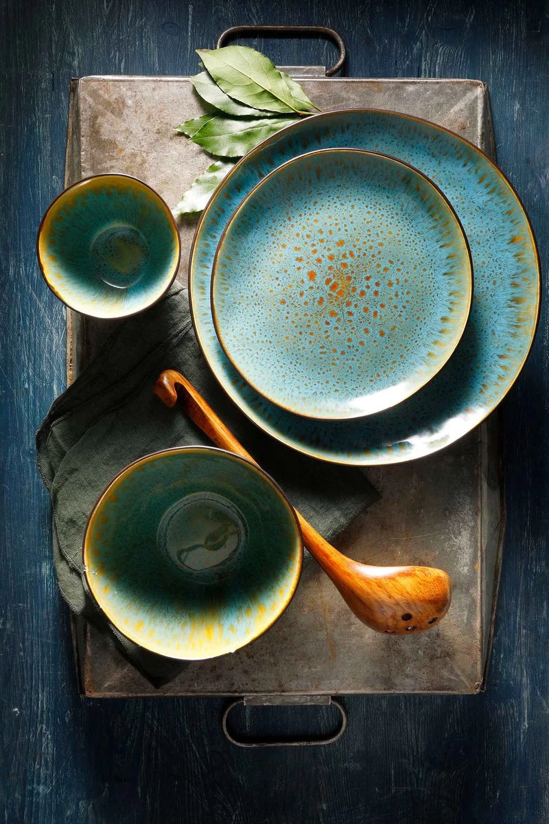 Palmer Bord Lotus 20.5 Cm Zwart Turquoise Stoneware 6 Stuk(s) 6 Palmer Bord Lotus 20.5 Cm Zwart Turquoise Stoneware 6 Stuk(s) - Afbeelding 4