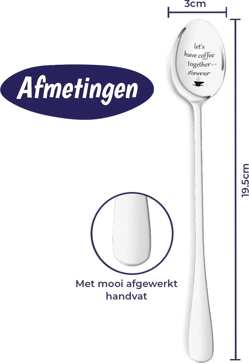 Merkloos Lepel Met Tekst - "Let's Have Coffee Together Forever" - 19.5cm - Valentijn Cadeau Voor Hem Of Haar - Valentijnsdag Verrassing - Versierde Lepel - Lange Lepel - Cadeautje 4 Merkloos Lepel Met Tekst - "Let's Have Coffee Together Forever" - 19.5cm - Valentijn Cadeau Voor Hem Of Haar - Valentijnsdag Verrassing - Versierde Lepel - Lange Lepel - Cadeautje - Afbeelding 2