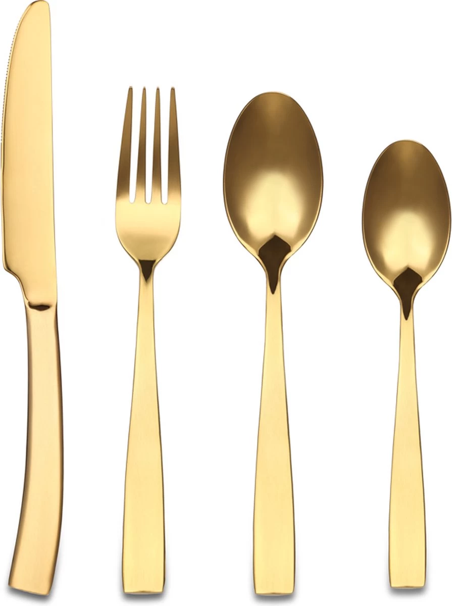 Bestekset - Bestek Goud -24 Delig-Zwitsers Kwaliteit-Complete Set-100% Roestvrijstaal-Gold 24k-Goud 24K 3 Bestekset - Bestek Goud -24 Delig-Zwitsers Kwaliteit-Complete Set-100% Roestvrijstaal-Gold 24k-Goud 24K