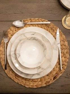 Selinex Porselein Serviesset Wit Marmer Goud 25-delig