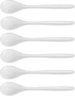 Cosy & Trendy Koffie/theelepeltje - 6 Stuks - Kunststof - Wit - 13 Cm