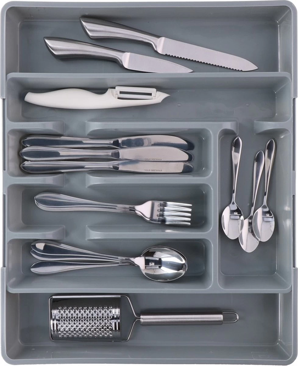 Merkloos Bestekbak/bestekhouder - Uitschuifbaar - Grijs - 44 Cm - 5 Tot 7 Vakken 5 Merkloos Bestekbak/bestekhouder - Uitschuifbaar - Grijs - 44 Cm - 5 Tot 7 Vakken - Afbeelding 3